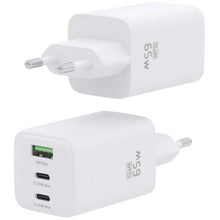 Cargador de pared gan aisens asch-65w3p041-w/ 2xusb tipo-c/ 1xusb/ 65w