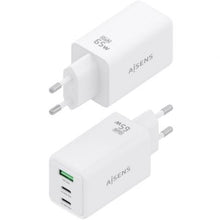 Cargador de pared gan aisens asch-65w3p072-w/ 2xusb tipo-c/ 1xusb/ 65w/ blanco
