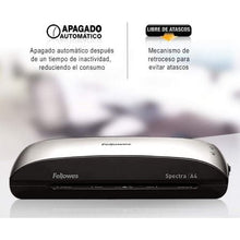 Plastificadora fellowes spectra a4/ hasta a4 y 125 micras/ negra y gris