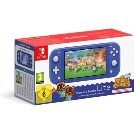 Nintendo switch lite azul + juego nintendo animal crossing new horizons
