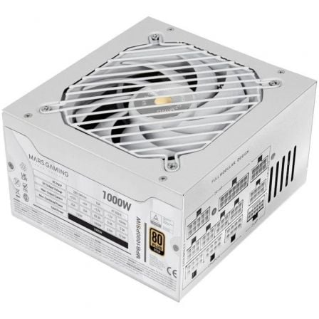 Fuente de alimentación mars gaming mpb1000psi/ 1000w/ ventilador 14cm/ 80 plus gold/ blanca