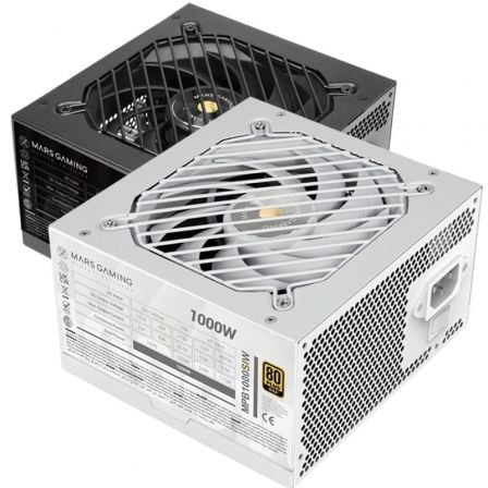 Fuente de alimentación mars gaming mpb1000si/ 1000w/ ventilador 12cm/ 80 plus gold/ blanca