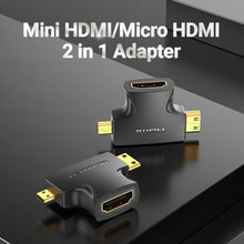 Adaptador hdmi 2 en 1 vention agfb0/ hdmi hembra - micro hdmi macho - mini hdmi macho