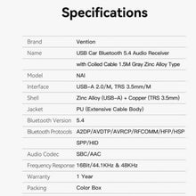 Receptor fm/ mp3/ bluetooth vention naihg