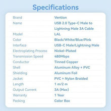 Cable Usb Tipo-C Lightning Vention