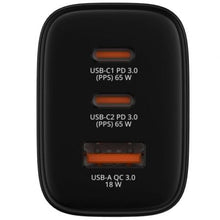 Cargador de pared gan verbatim essentials/ 2xusb tipo-c/ 1xusb/ 65w