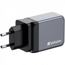 Cargador de pared universal gan para viaje verbatim gnc-65/ 2xusb tipo-c/ 1xusb/ 65w